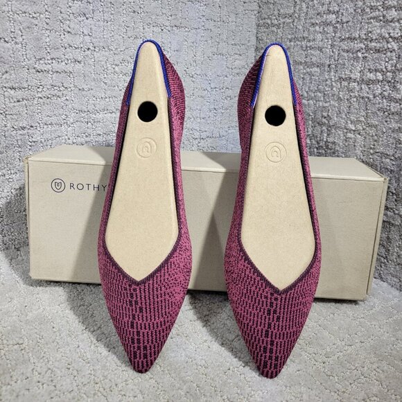 Rothys The Point Women's Size 9 US Fig Phyton Pointed Toe Slip on Flats Shoes - Picture 1 of 14